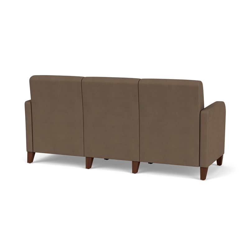 Siena 3-Seat Lounge Reception Waiting Tandem Seating / Walnut Wood Legs / Brown