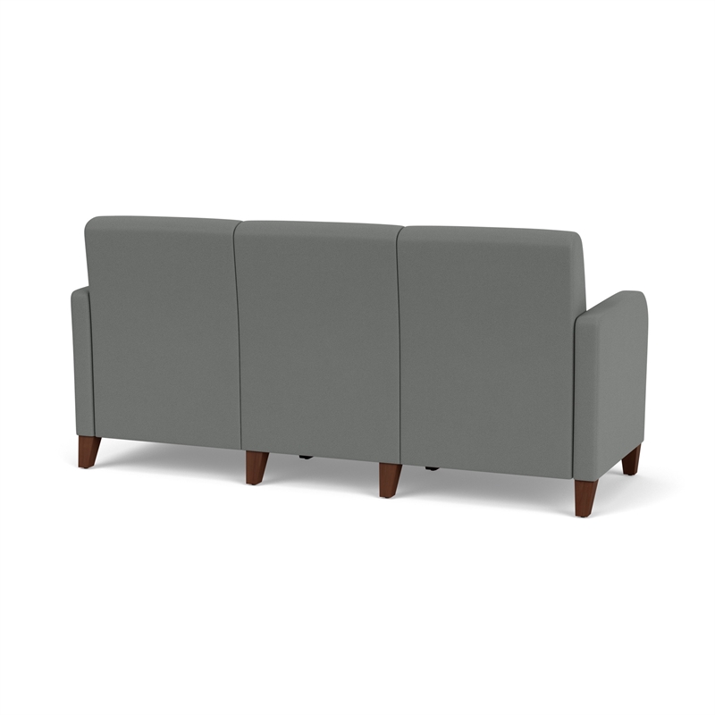 Siena 3-Seat Lounge Reception Tandem Seating / Walnut Wood Legs / Light Gray