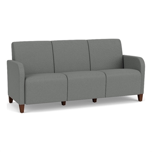 Siena 3-Seat Lounge Reception Tandem Seating / Walnut Wood Legs / Light Gray