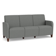 Siena 3-Seat Lounge Reception Tandem Seating / Walnut Wood Legs / Light Gray