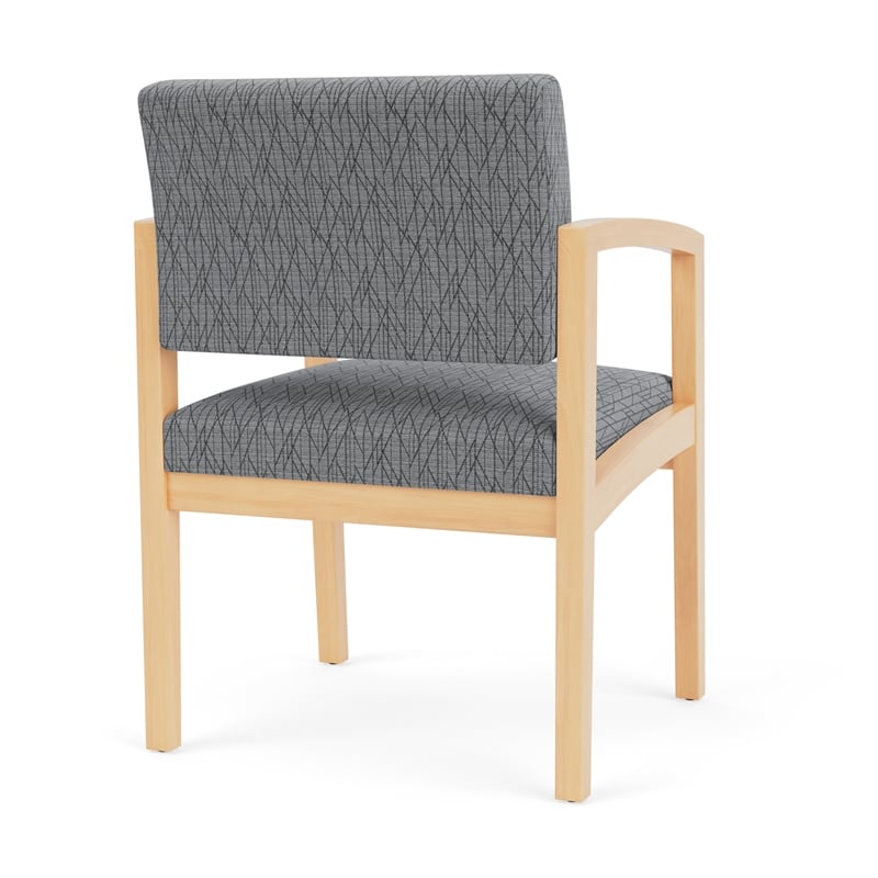 Lenox Wood Reception Waiting Room Wood Guest Chair / Natural Wood / Gray