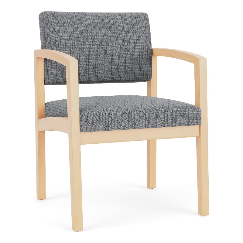 Lenox Wood Reception Waiting Room Wood Guest Chair / Natural Wood / Gray