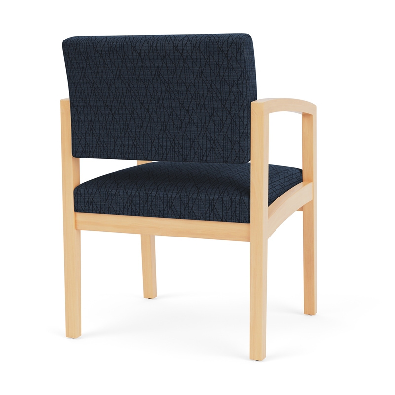 Lenox Wood Reception Waiting Room Wood Guest Chair / Natural Wood / Blue