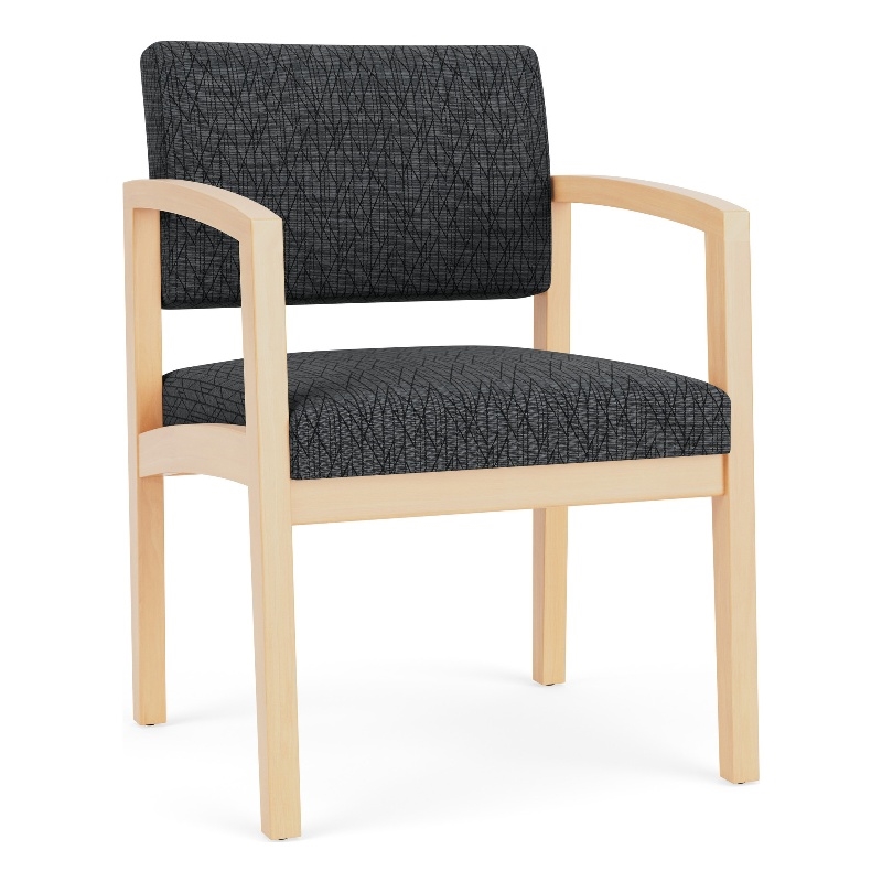 Lenox Wood Reception Waiting Wood Guest Chair / Natural Wood / Dark Gray