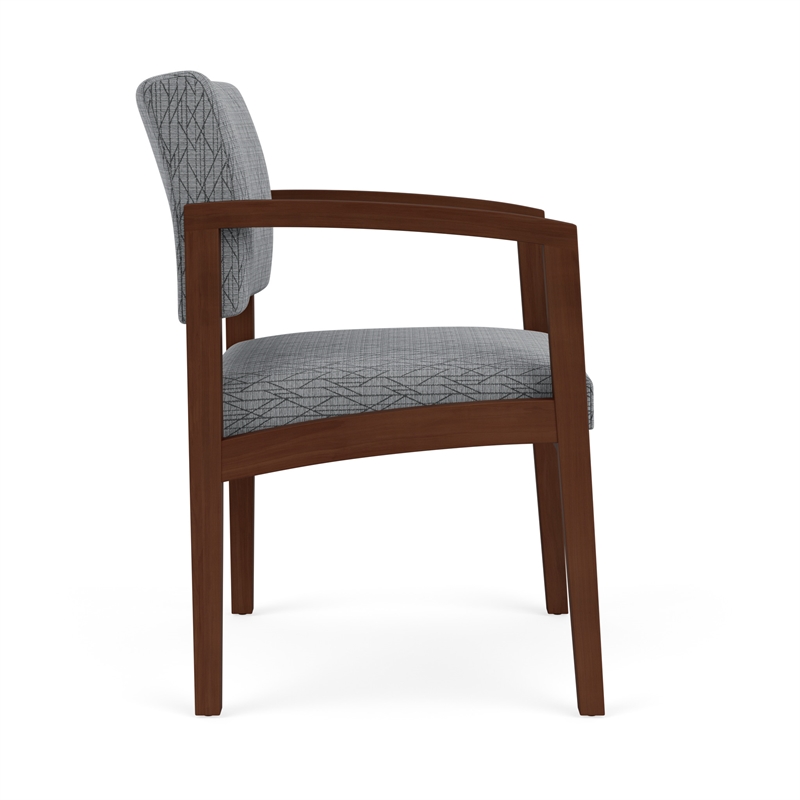 Lenox Wood Reception Waiting Room Wood Guest Chair / Walnut Wood / Gray