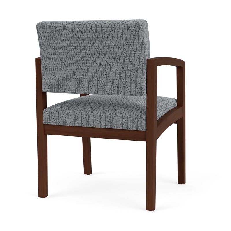 Lenox Wood Reception Waiting Room Wood Guest Chair / Walnut Wood / Gray