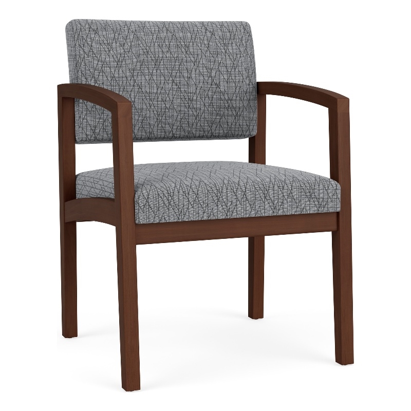 Lenox Wood Reception Waiting Room Wood Guest Chair / Walnut Wood / Gray