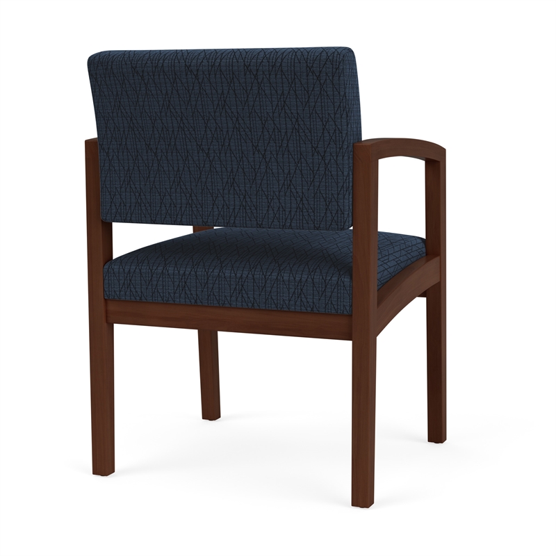 Lenox Wood Reception Waiting Room Wood Guest Chair / Walnut Wood / Blue