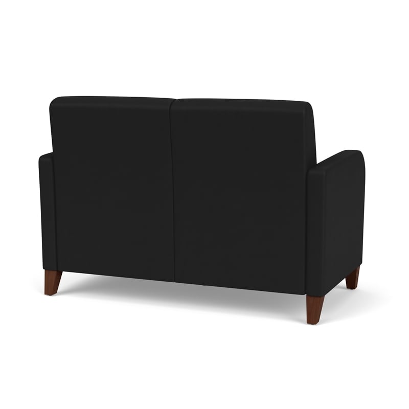 Siena 2-Seat Lounge Reception Waiting Tandem Seating / Walnut Wood Legs / Black