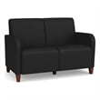 Siena 2-Seat Lounge Reception Waiting Tandem Seating / Walnut Wood Legs / Black
