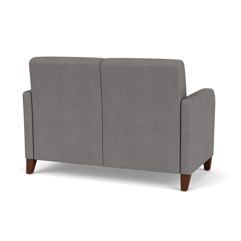 Siena 2-Seat Lounge Reception Tandem Seating / Walnut Wood Legs / Light Gray