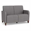 Siena 2-Seat Lounge Reception Tandem Seating / Walnut Wood Legs / Light Gray