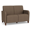 Siena 2-Seat Lounge Reception Waiting Tandem Seating / Walnut Wood Legs / Brown