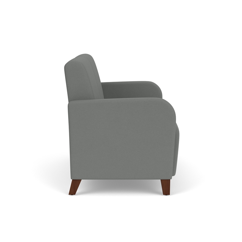 Siena 2-Seat Lounge Reception Tandem Seating / Walnut Wood Legs / Light Gray