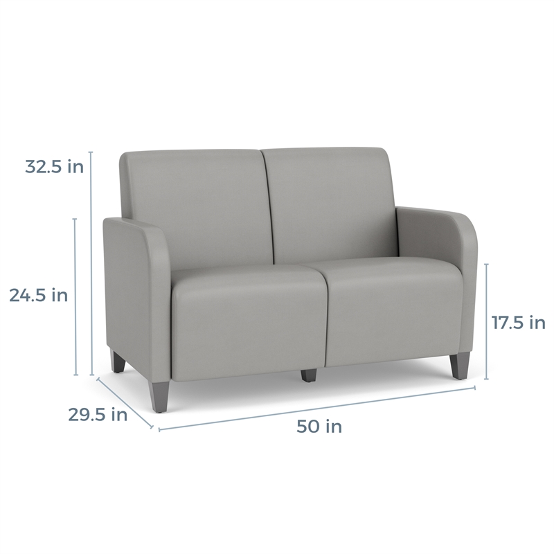 Siena 2-Seat Lounge Reception Tandem Seating / Walnut Wood Legs / Light Gray