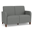 Siena 2-Seat Lounge Reception Tandem Seating / Walnut Wood Legs / Light Gray
