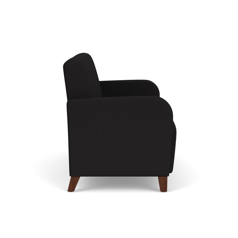 Siena 2-Seat Lounge Reception Waiting Tandem Seating / Walnut Wood Legs / Black