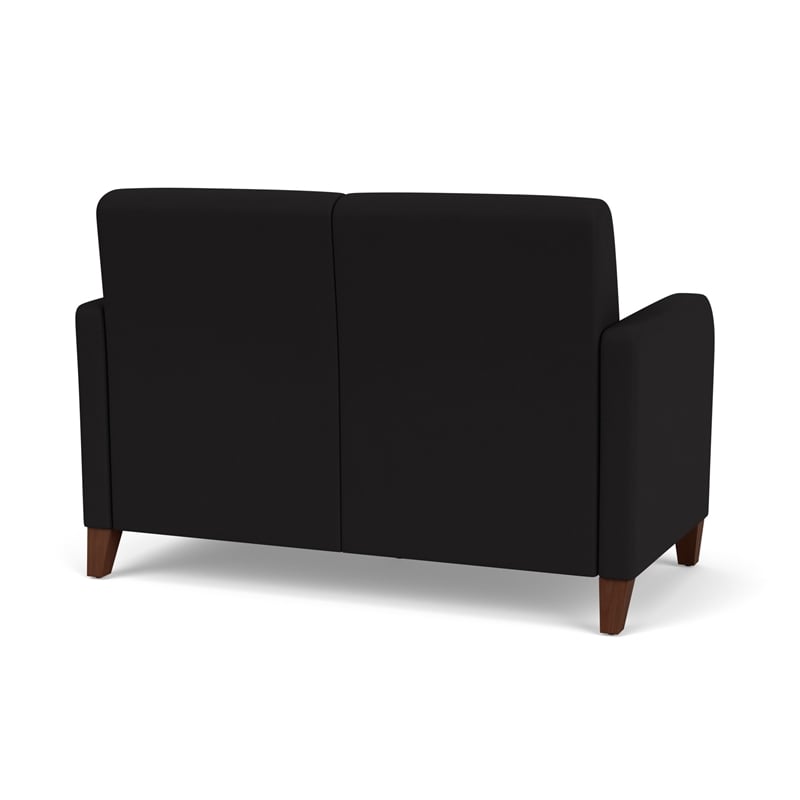 Siena 2-Seat Lounge Reception Waiting Tandem Seating / Walnut Wood Legs / Black