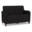 Siena 2-Seat Lounge Reception Waiting Tandem Seating / Walnut Wood Legs / Black