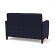 Siena 2-Seat Lounge Reception Tandem Seating / Walnut Wood Legs / Navy Blue