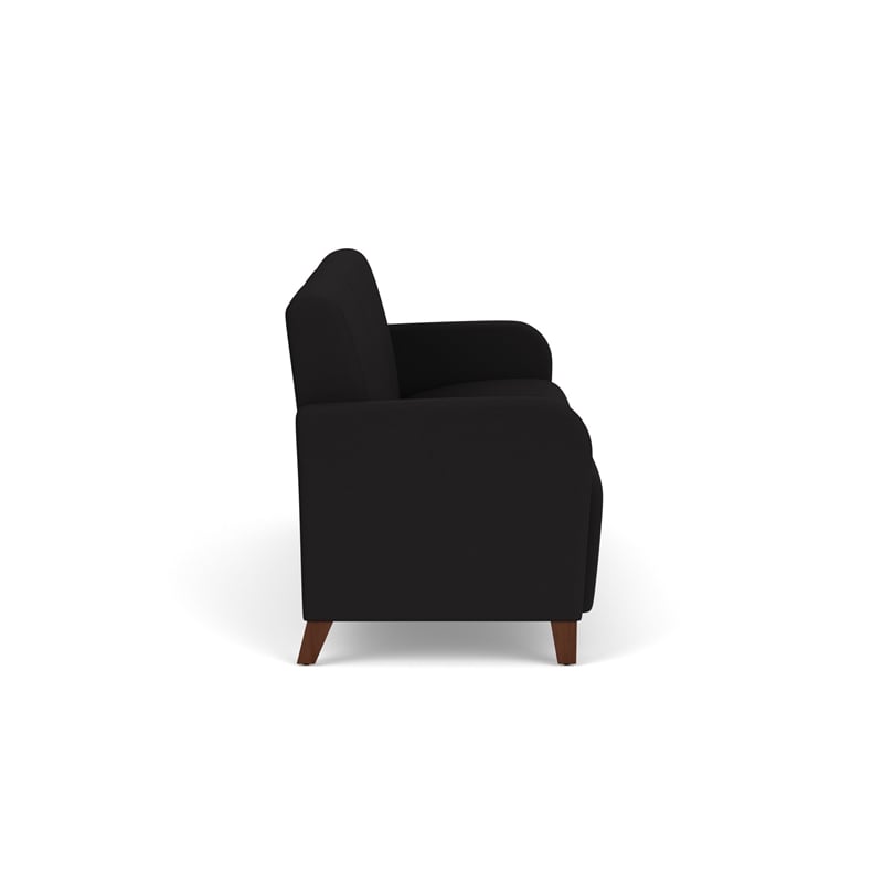 Siena 3-Seat Lounge Reception Waiting Tandem Seating / Walnut Wood Legs / Black