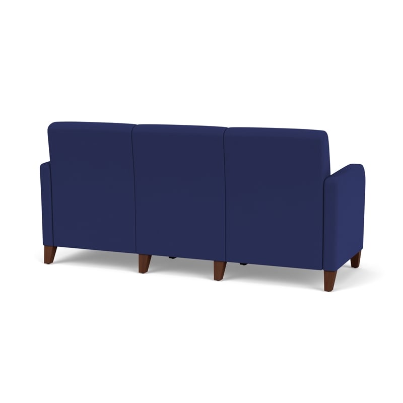 Siena 3-Seat Lounge Reception Waiting Tandem Seating / Walnut Wood Legs / Blue