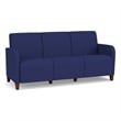 Siena 3-Seat Lounge Reception Waiting Tandem Seating / Walnut Wood Legs / Blue