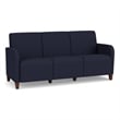 Siena 3-Seat Lounge Reception Tandem Seating / Walnut Wood Legs / Navy Blue