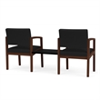 Lenox Wood Reception Waiting Room Healthcare 2-Seat Tandem / Walnut Wood / Black