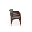 Lenox Wood Reception Waiting Room 2-Seat Tandem / Walnut Wood / Light Gray