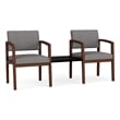Lenox Wood Reception Waiting Room 2-Seat Tandem / Walnut Wood / Light Gray