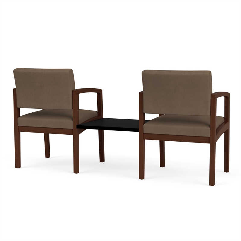 Lenox Wood Reception Waiting Room 2-Seat Tandemt / Walnut Wood / Brown