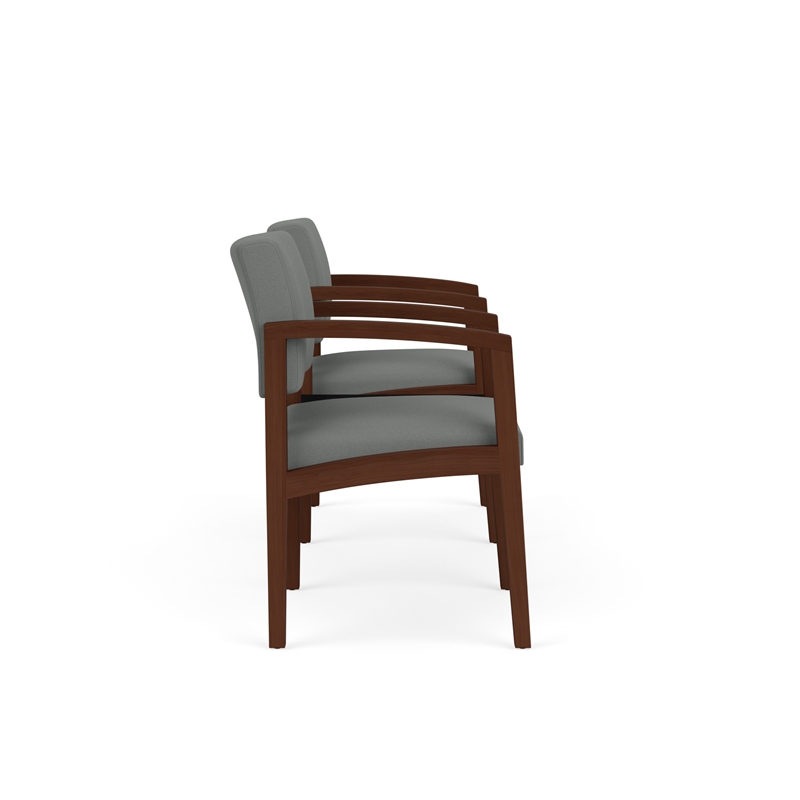 Lenox Wood Reception 2-Seat Tandem Center Table / Walnut Wood / Light Gray