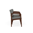 Lenox Wood Reception 2-Seat Tandem Center Table / Walnut Wood / Light Gray