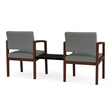 Lenox Wood Reception 2-Seat Tandem Center Table / Walnut Wood / Light Gray