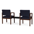 Lenox Wood Reception 2-Seat Tandem Center Table / Walnut Wood / Navy Blue