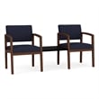 Lenox Wood Reception 2-Seat Tandem Center Table / Walnut Wood / Navy Blue