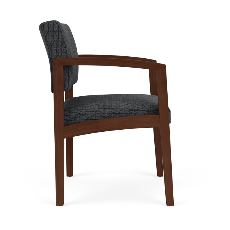 Lenox Wood Reception Waiting Wood Guest Chair / Walnut Wood / Dark Gray
