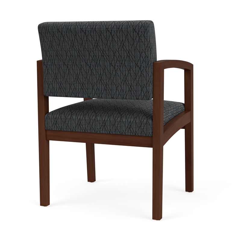 Lenox Wood Reception Waiting Wood Guest Chair / Walnut Wood / Dark Gray