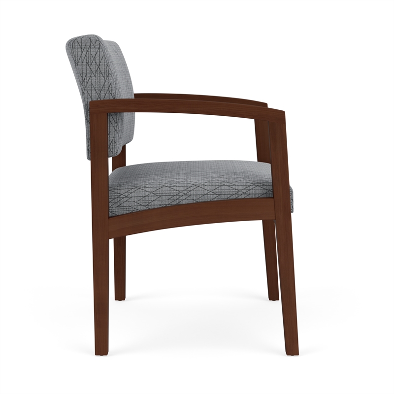 Lenox Wood Reception Waiting Oversize Guest Chair / Walnut Wood / Gray