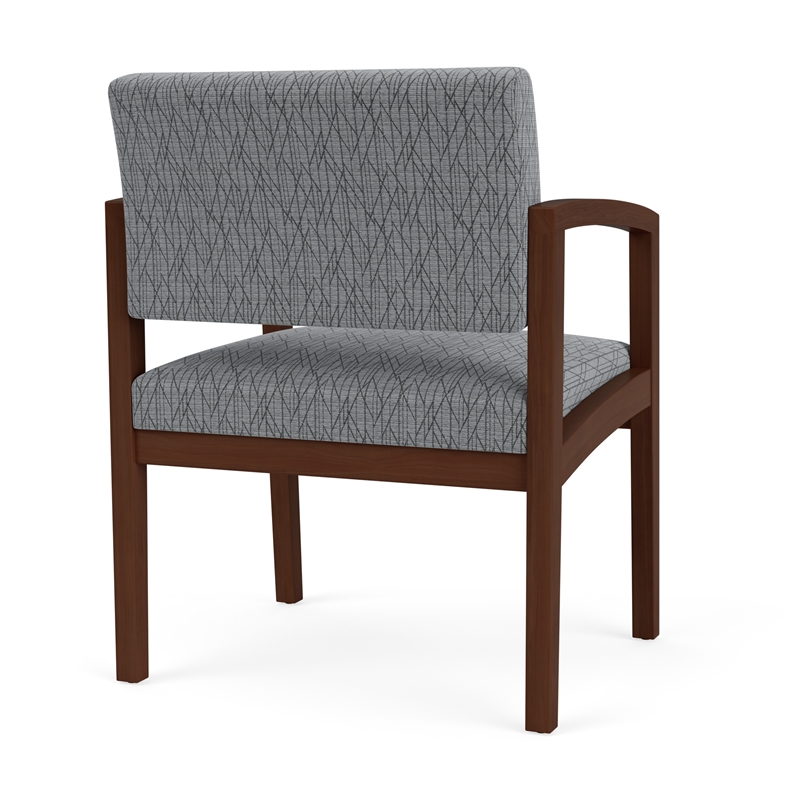 Lenox Wood Reception Waiting Oversize Guest Chair / Walnut Wood / Gray