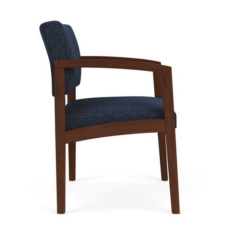 Lenox Wood Reception Waiting Oversize Guest Chair / Walnut Wood / Blue