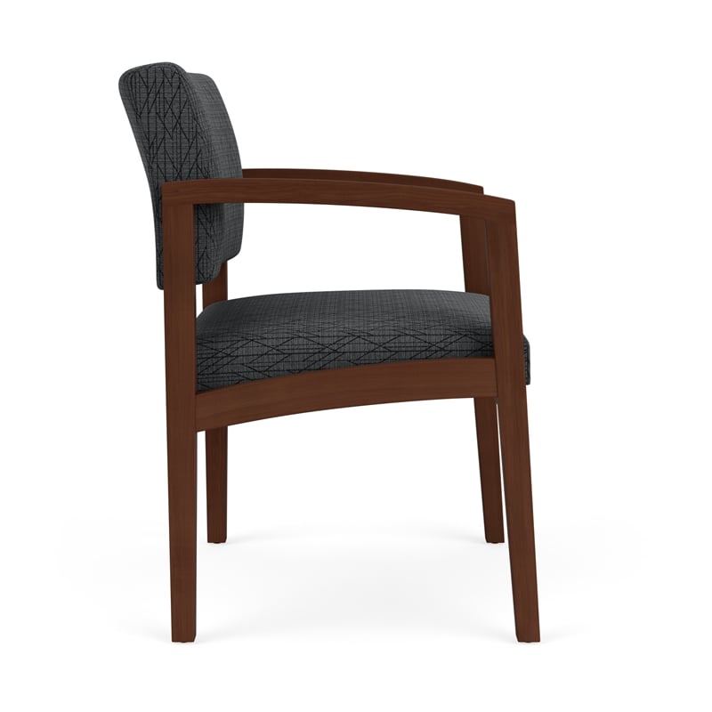Lenox Wood Reception Waiting Oversize Guest Chair / Walnut Wood / Dark Gray