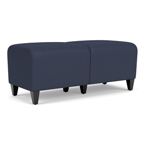 Siena 17.5&quot 2-Seat Lounge Reception Waiting Bench / Black Steel Legs / Blue