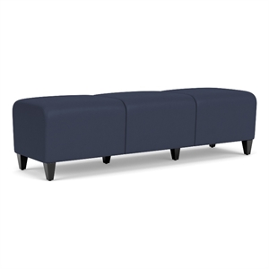Siena 17.5&quot 3-Seat Lounge Reception Waiting Bench / Black Steel Legs / Blue