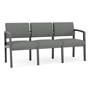 Lenox Wood Reception Waiting 3-Seat Tandem Seating / Black Wood / Light Gray