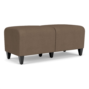 Siena 17.5&quot 2-Seat Lounge Reception Waiting Bench / Black Steel Legs / Brown