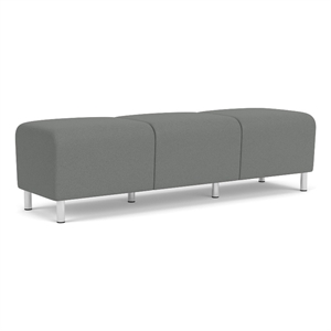 Siena 17.5&quot 3-Seat Lounge Reception Bench / Brushed Steel Legs / Light Gray