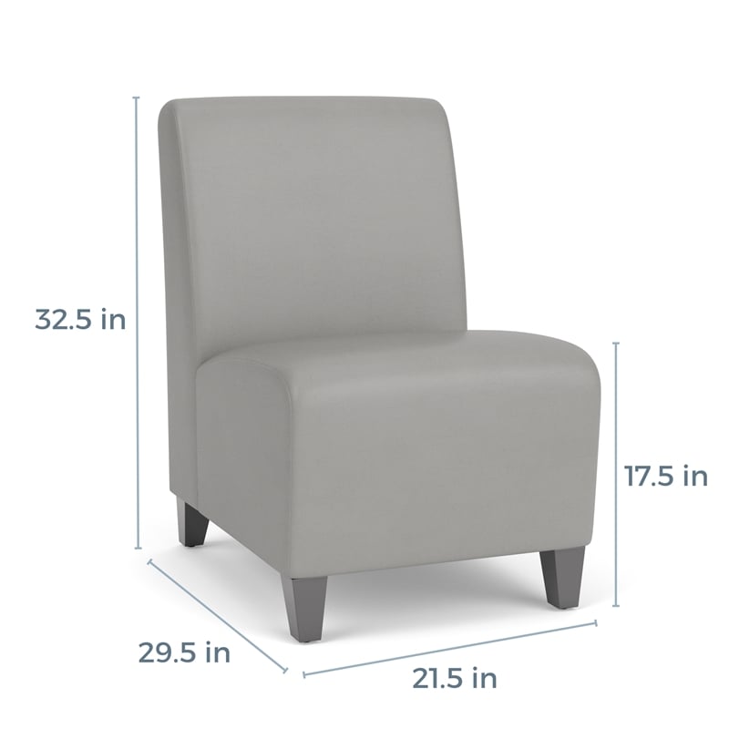 Siena Lounge Reception Waiting Armless Guest Chair / Brushed Steel Legs / Brown