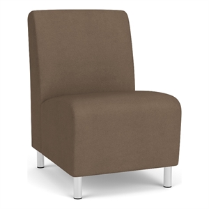 Siena Lounge Reception Waiting Armless Guest Chair / Brushed Steel Legs / Brown
